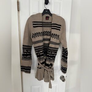 Adrienne Vittadini Beige and Black Cardigan Sweater